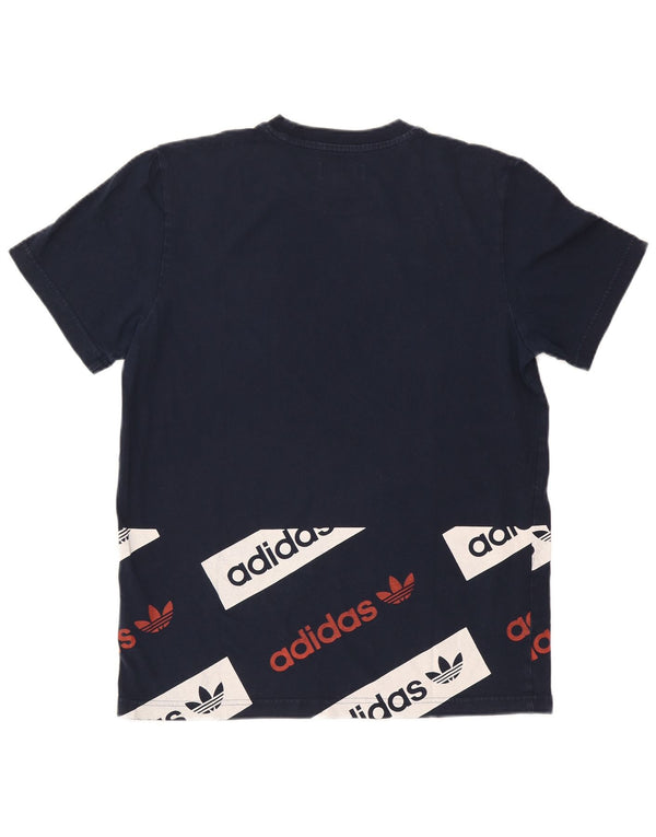 Adidas Mens Graphic T-Shirt Top Large Navy Blue Cotton