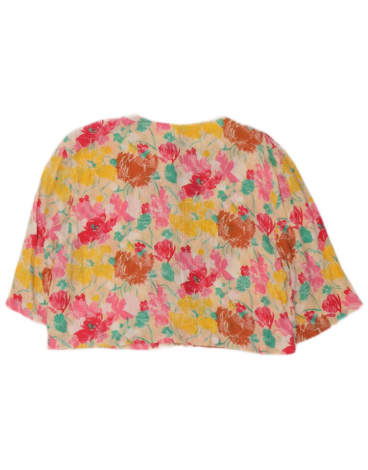 BENETTON Womens Crop Shirt Blouse UK 14 Medium Multicoloured Floral