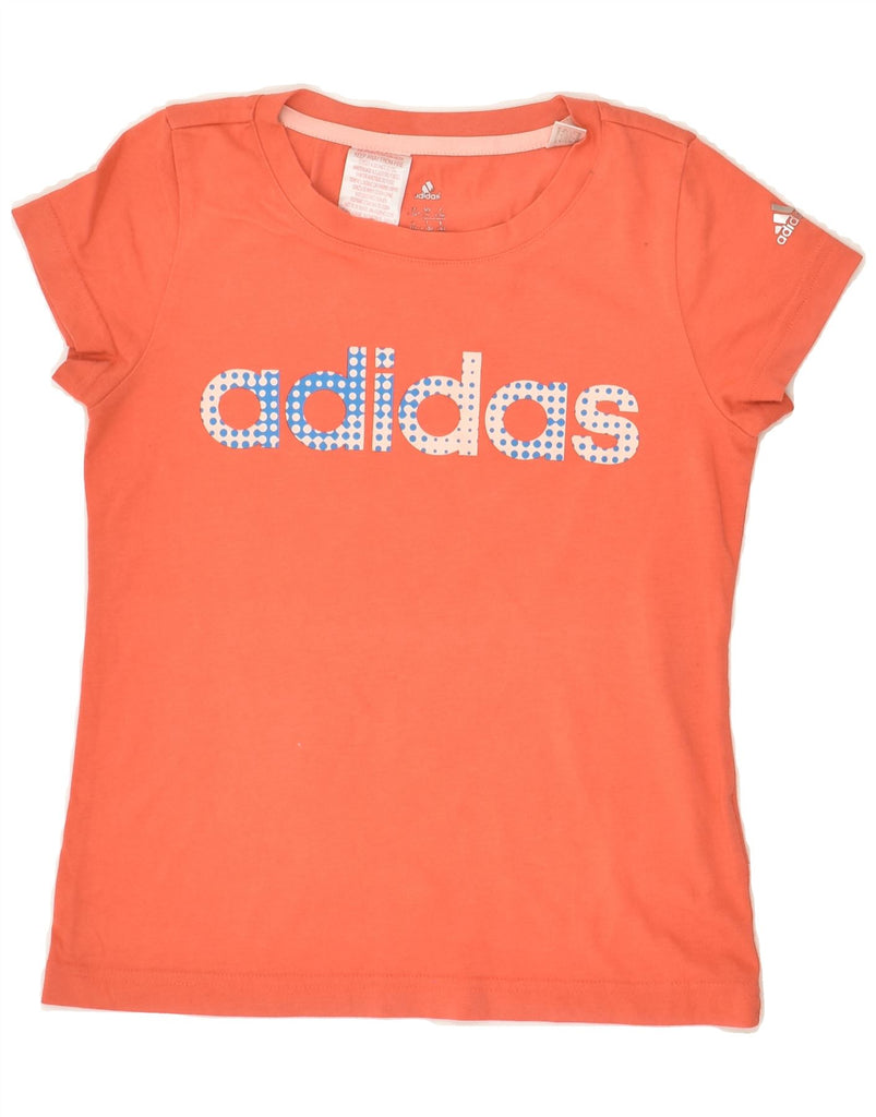 ADIDAS Girls Graphic T-Shirt Top 9-10 Years Orange Cotton | Vintage Adidas | Thrift | Second-Hand Adidas | Used Clothing | Messina Hembry 