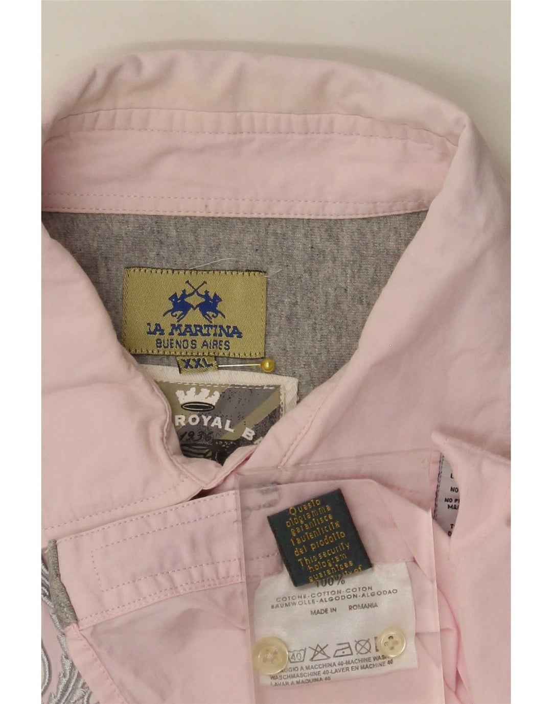 La Martina Mens Graphic Shirt 2XL Pink Cotton