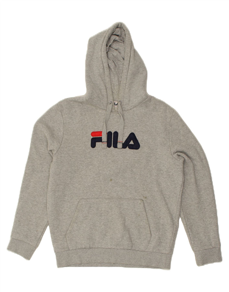 FILA Mens Graphic Hoodie Jumper Medium Grey Cotton | Vintage Fila | Thrift | Second-Hand Fila | Used Clothing | Messina Hembry 