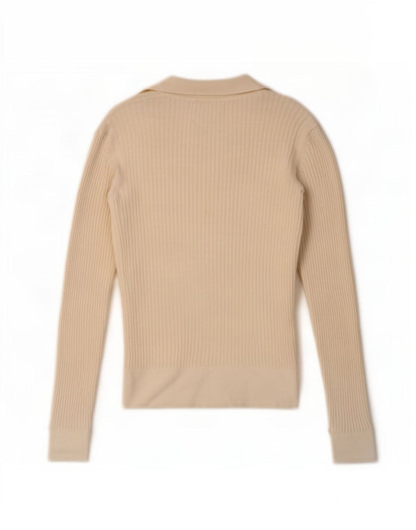 Marks & Spencer Womens Polo Neck Jumper Sweater UK 10 Small Off White
