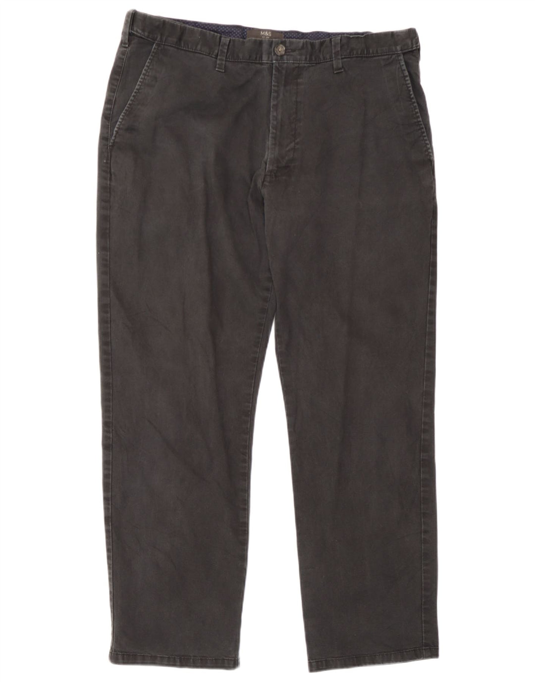 Marks & Spencer Mens Regular Fit Chino Trousers W38 L29 Grey Cotton