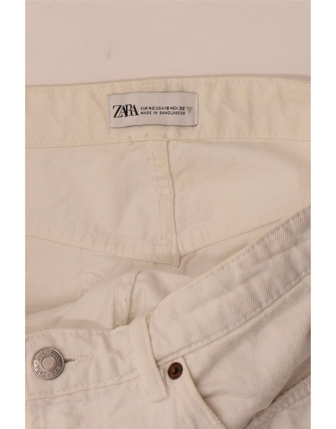 Zara Womens Denim Shorts EU 42 Large W32 White