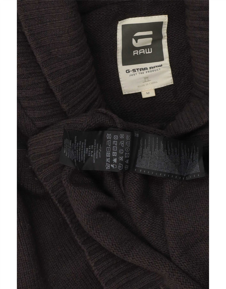 G-Star Mens Shawl Neck Jumper Sweater Medium Grey Lambswool