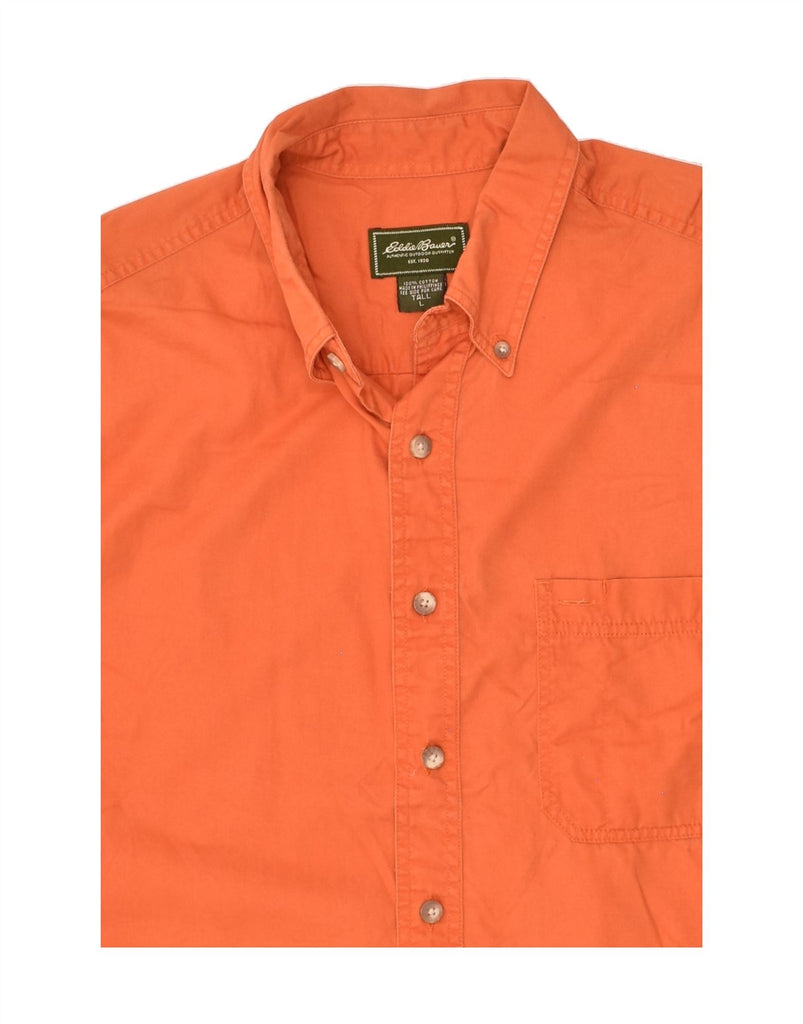 EDDIE BAUER Mens Short Sleeve Shirt Large Orange Cotton | Vintage Eddie Bauer | Thrift | Second-Hand Eddie Bauer | Used Clothing | Messina Hembry 