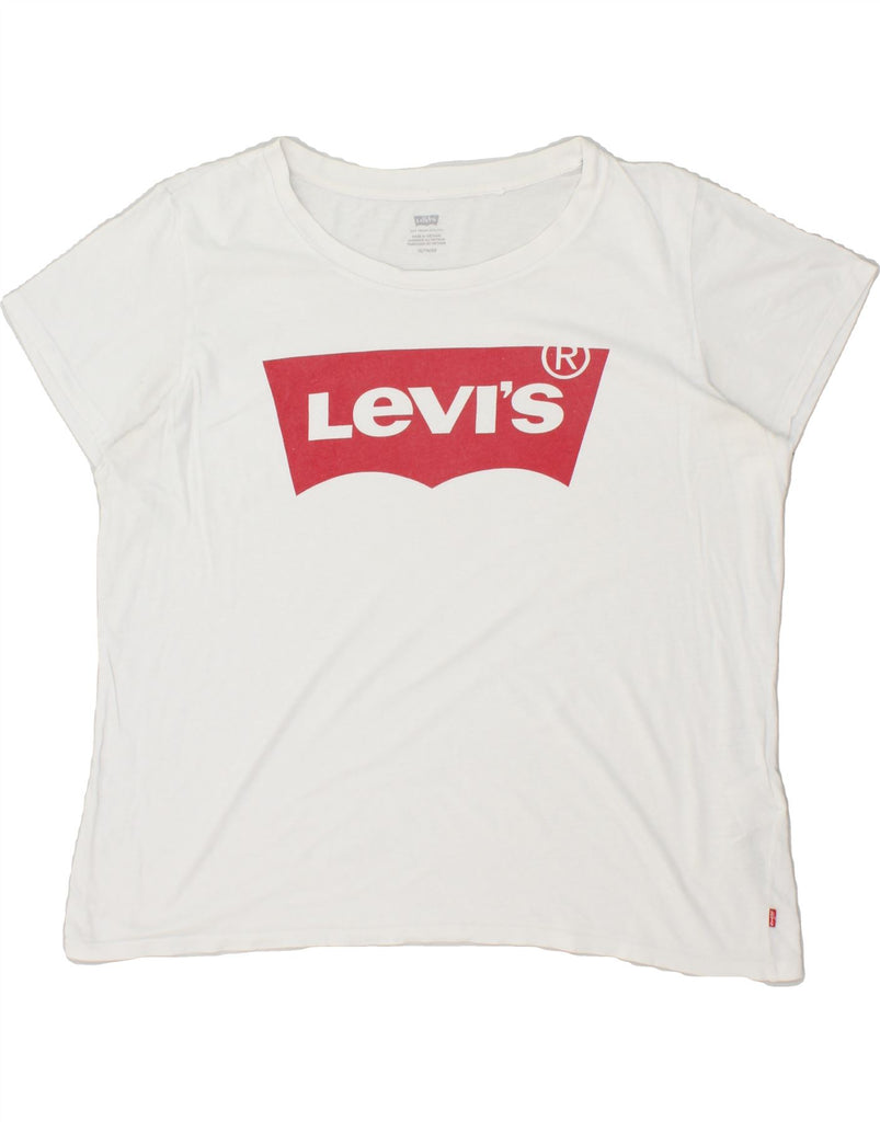 LEVI'S Womens Graphic T-Shirt Top UK 18 XL White Cotton Vintage Levi's and Second-Hand Levi's from Messina Hembry 