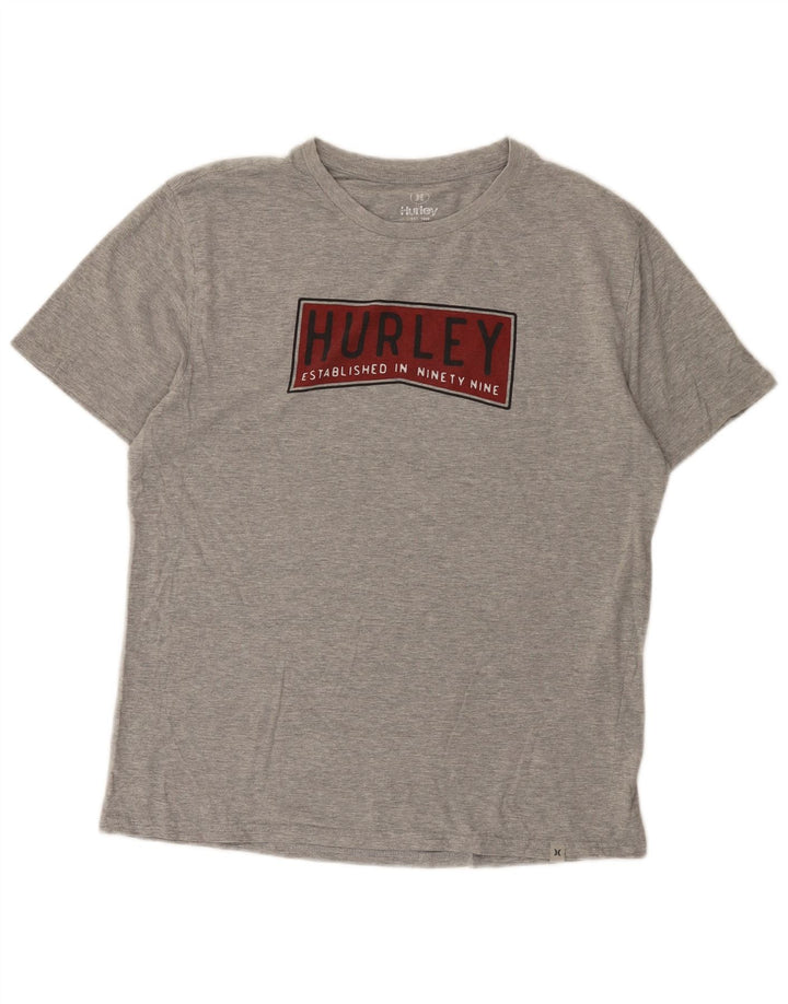 Hurley Mens Graphic T-Shirt Top Medium Grey Flecked