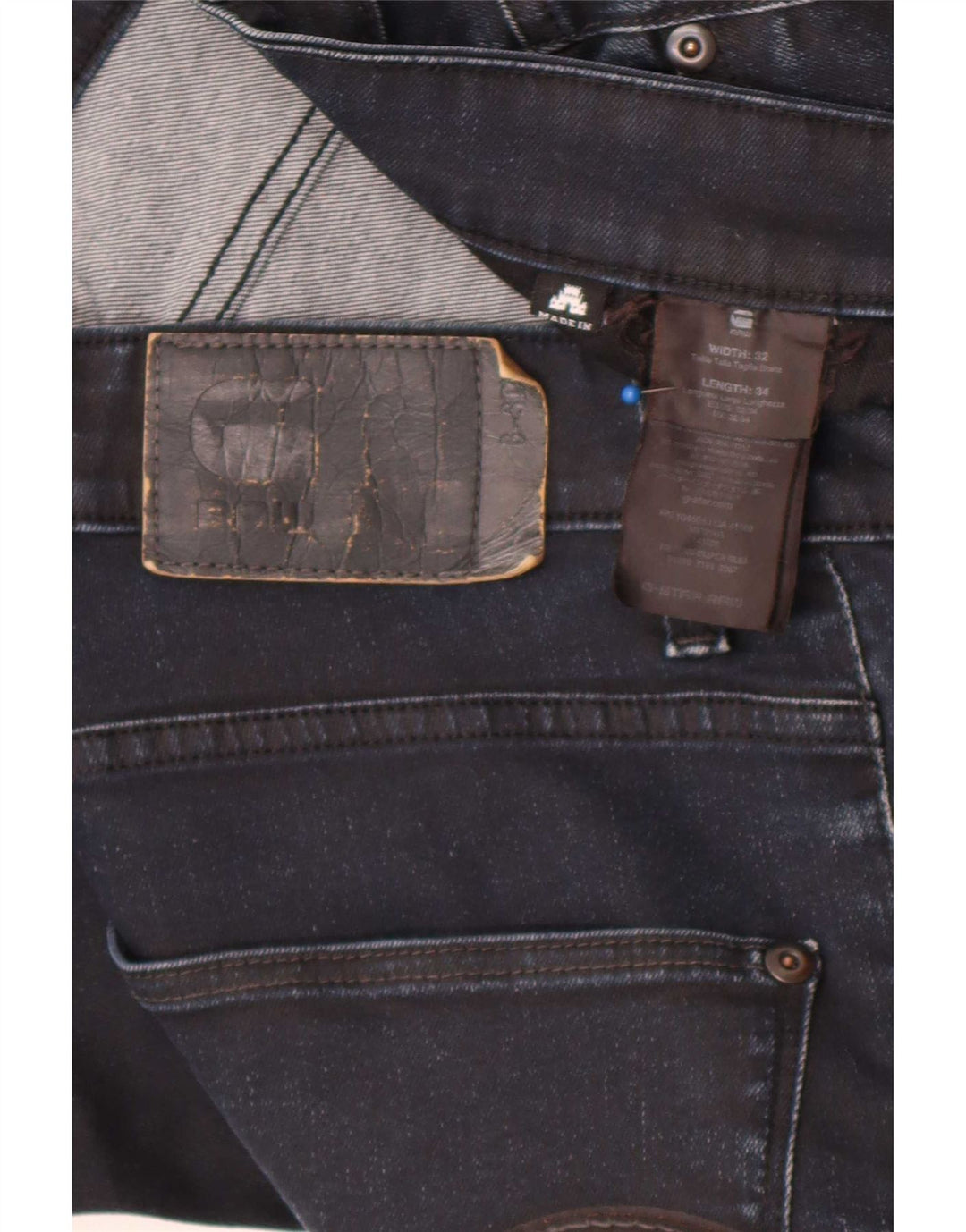 G-Star Mens Revend Slim Jeans W32 L34 Navy Blue Cotton