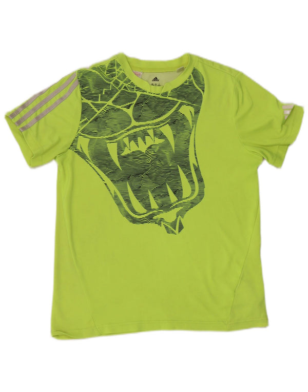 Adidas Boys Climalite Graphic T-Shirt Top 13-14 Years XL Green Polyester