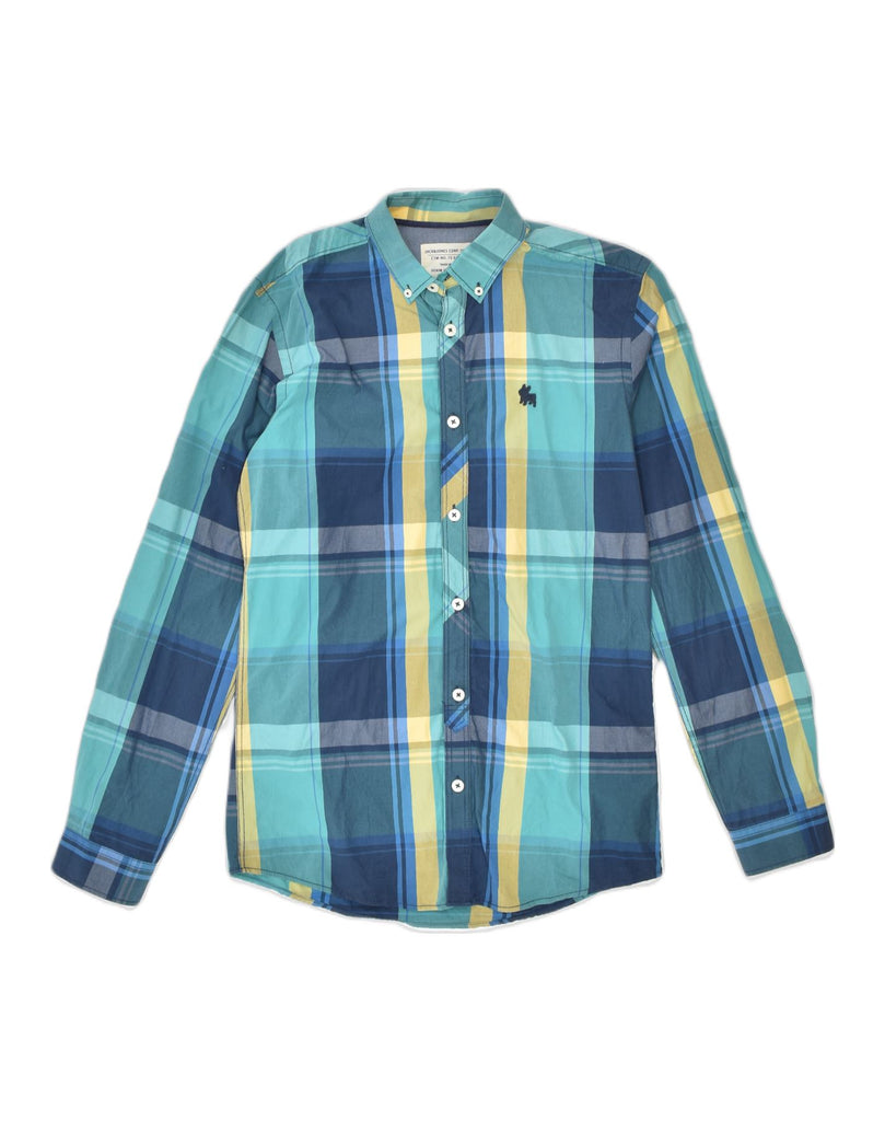 JACK & JONES Mens Shirt Small Green Check Cotton | Vintage | Thrift | Second-Hand | Used Clothing | Messina Hembry 