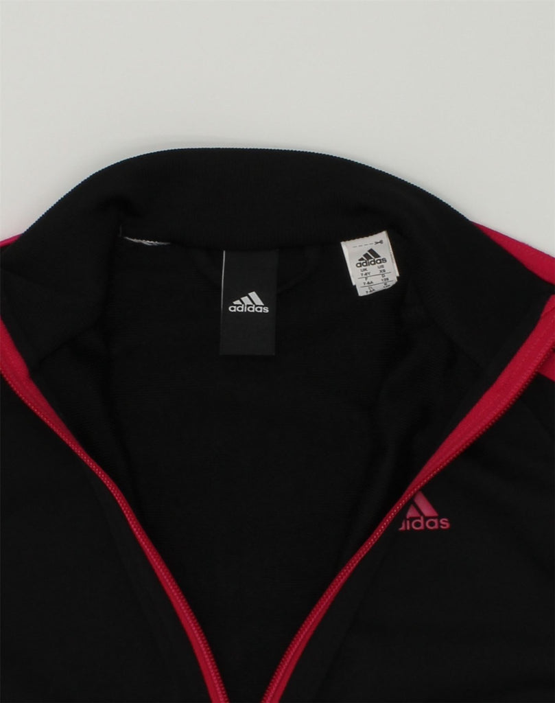 ADIDAS Girls Tracksuit Top Jacket 7-8 Years Black Polyester | Vintage Adidas | Thrift | Second-Hand Adidas | Used Clothing | Messina Hembry 