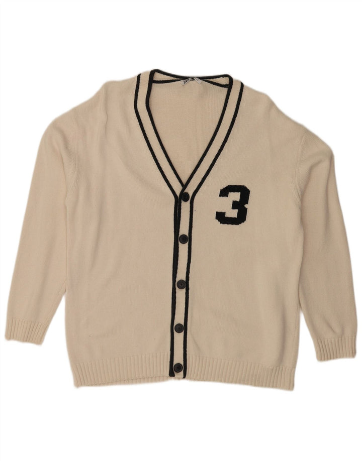 Zara Mens Graphic Cardigan Sweater XL White