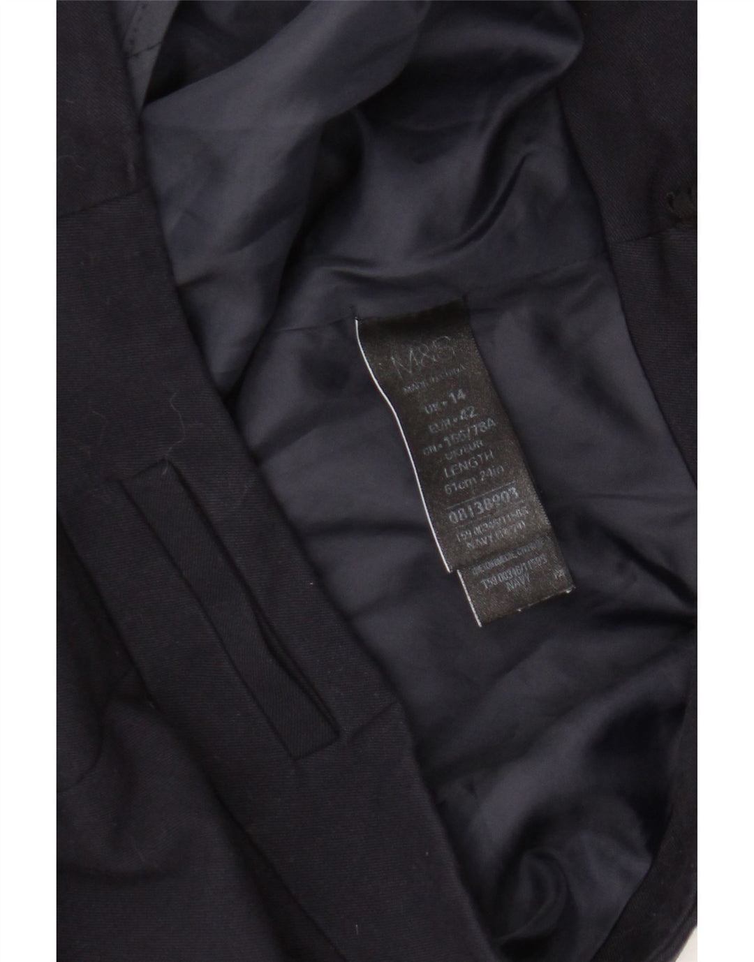 Marks & Spencer Womens Pencil Skirt UK 14 Large W34  Navy Blue Polyester