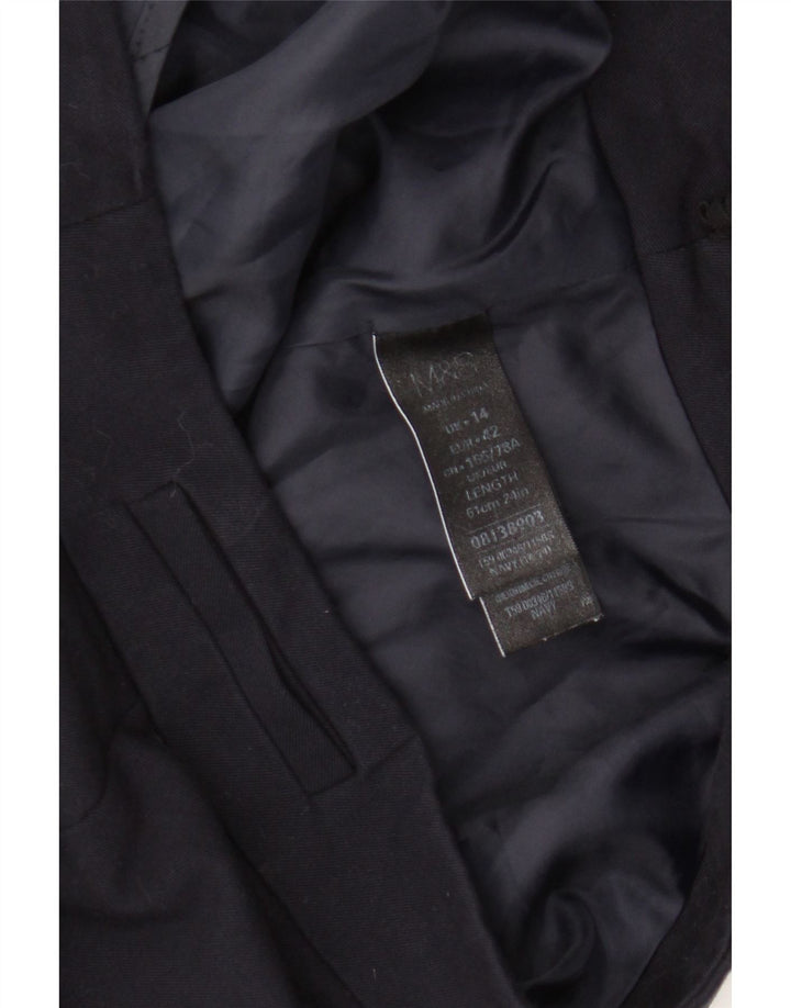 Marks & Spencer Womens Pencil Skirt UK 14 Large W34  Navy Blue Polyester