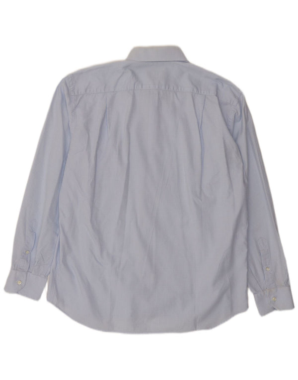 Roccobarocco Mens Shirt Size 41 16 Large Blue Spotted Cotton