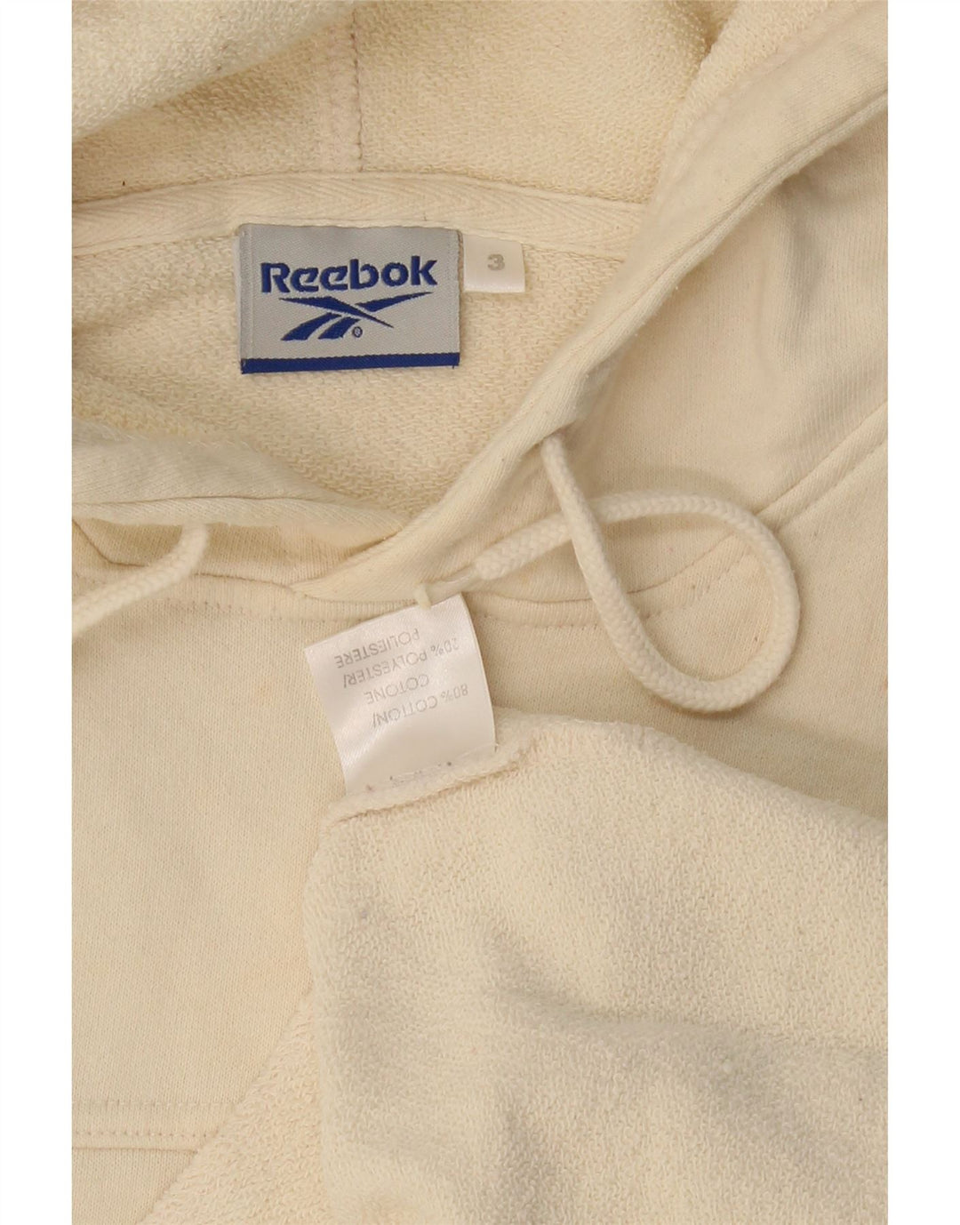 REEBOK Womens Hoodie Jumper UK 12 Medium Beige Cotton Vintage Reebok and Second-Hand Reebok from Messina Hembry 