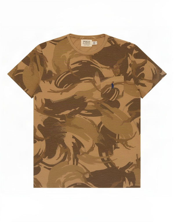 Polo Ralph Lauren Mens T-Shirt Top Large Brown Camouflage