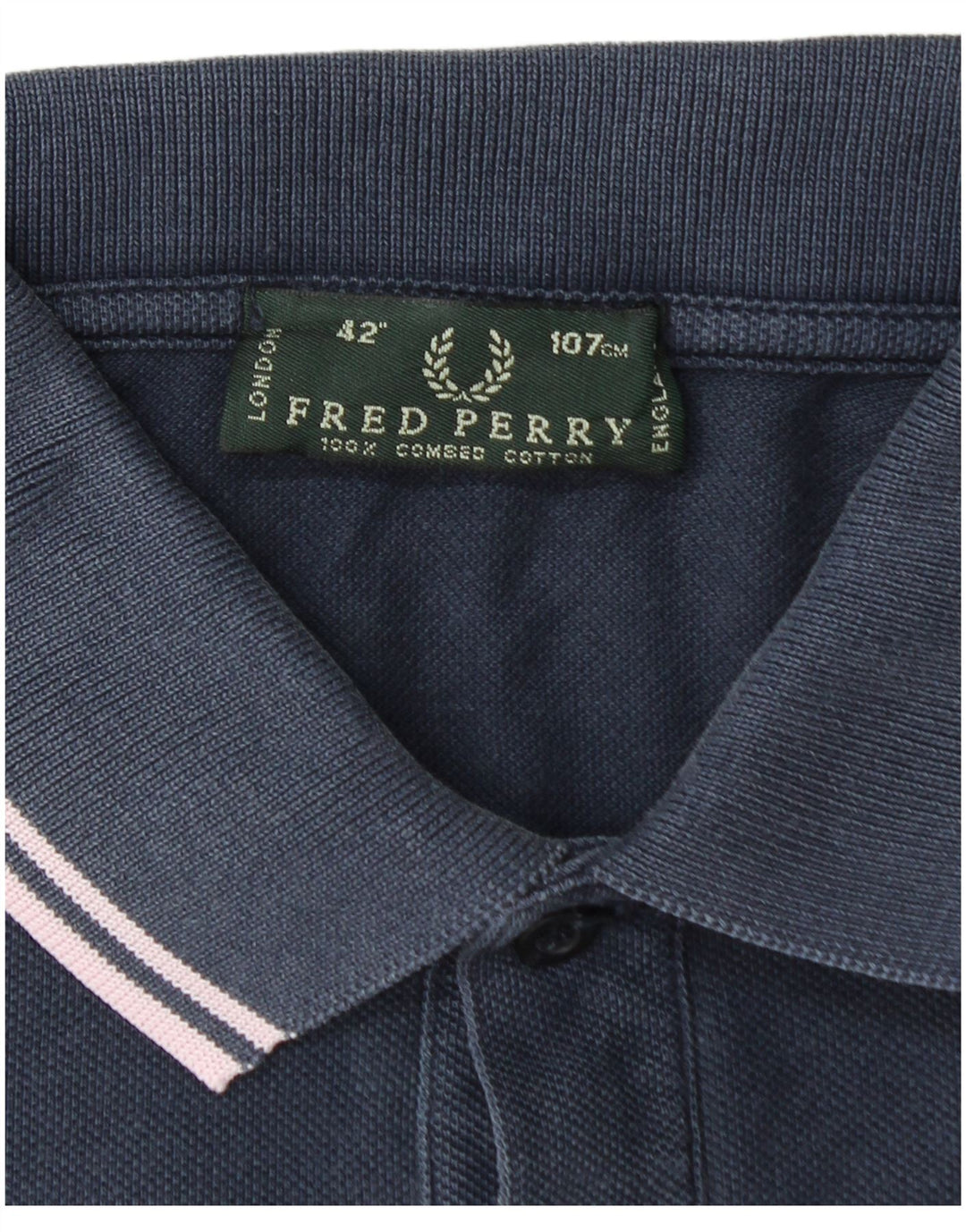 FRED PERRY Mens Polo Shirt Medium Navy Blue Cotton