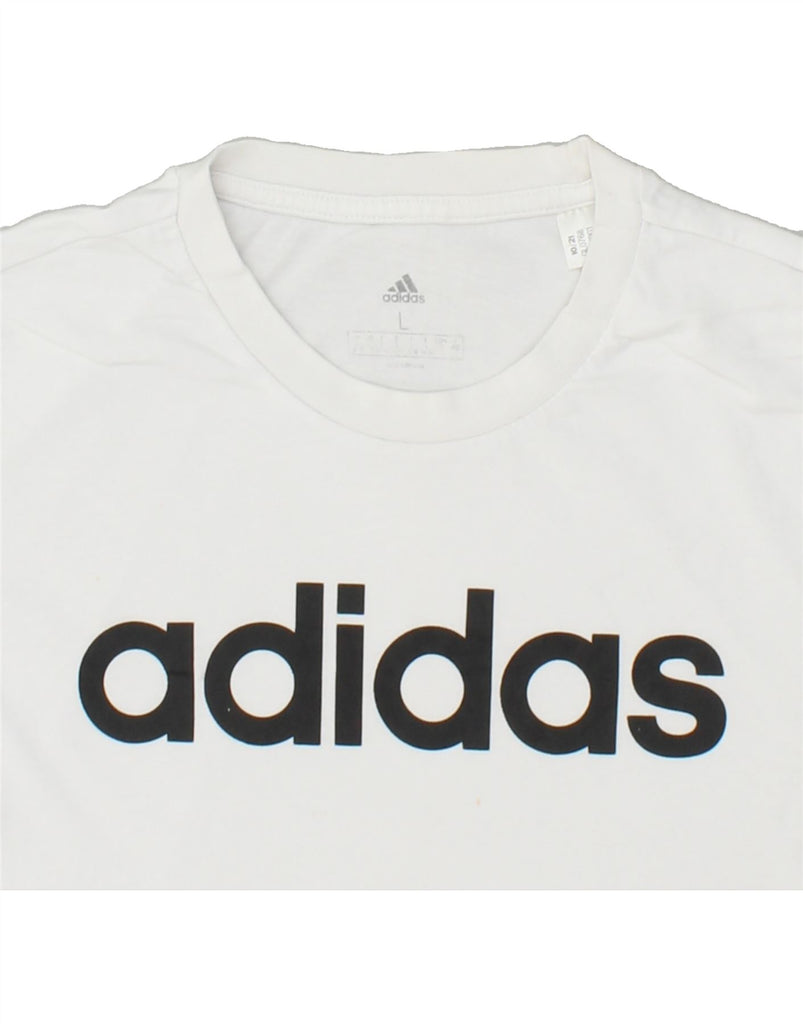 ADIDAS Womens Graphic T-Shirt Top UK 16 Large White Cotton | Vintage Adidas | Thrift | Second-Hand Adidas | Used Clothing | Messina Hembry 