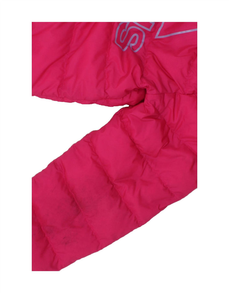 ADIDAS Girls Graphic Hooded Padded Jacket 9-10 Years Pink Polyester Vintage Adidas and Second-Hand Adidas from Messina Hembry 
