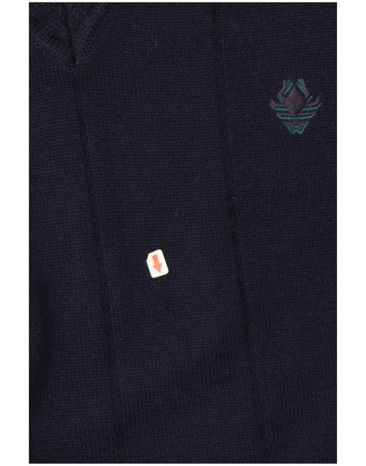 Il Granchio Mens V-Neck Jumper Sweater Large Navy Blue Wool