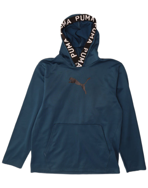 Puma Mens Graphic Hoodie Jumper Medium Navy Blue Colourblock Polyester