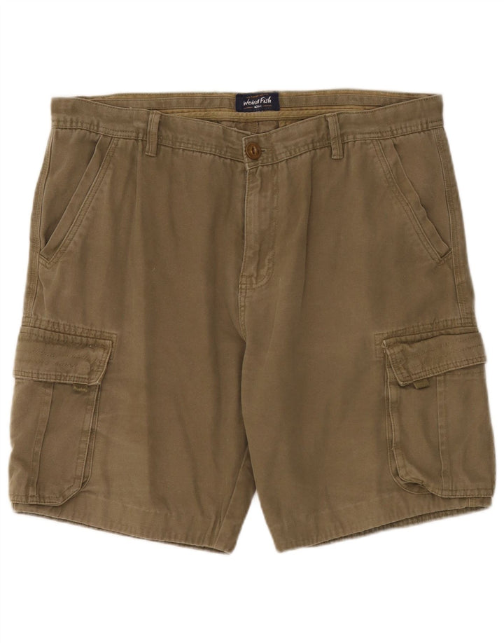 Weird Fish Mens Cargo Shorts W38 XL Khaki Cotton