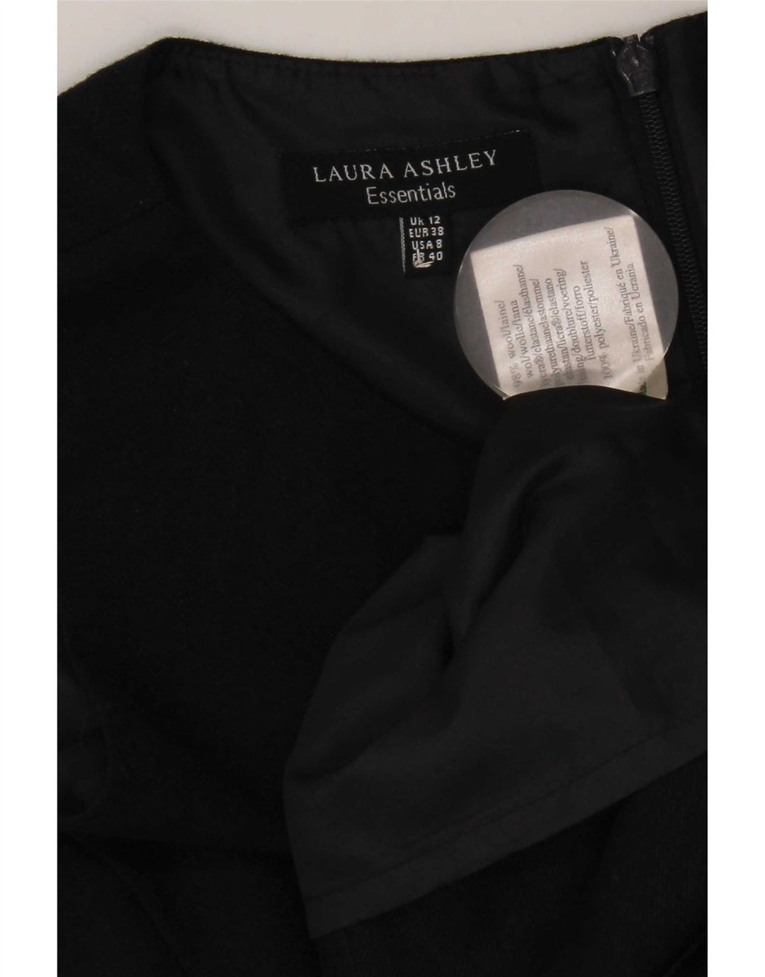 Laura Ashley Womens Sheath Dress UK 12 Medium Navy Blue Wool