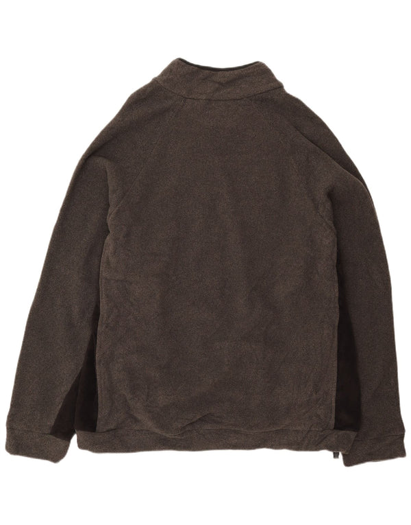 EDDIE BAUER Mens Tall Zip Neck Fleece Jumper Large Grey Colourblock