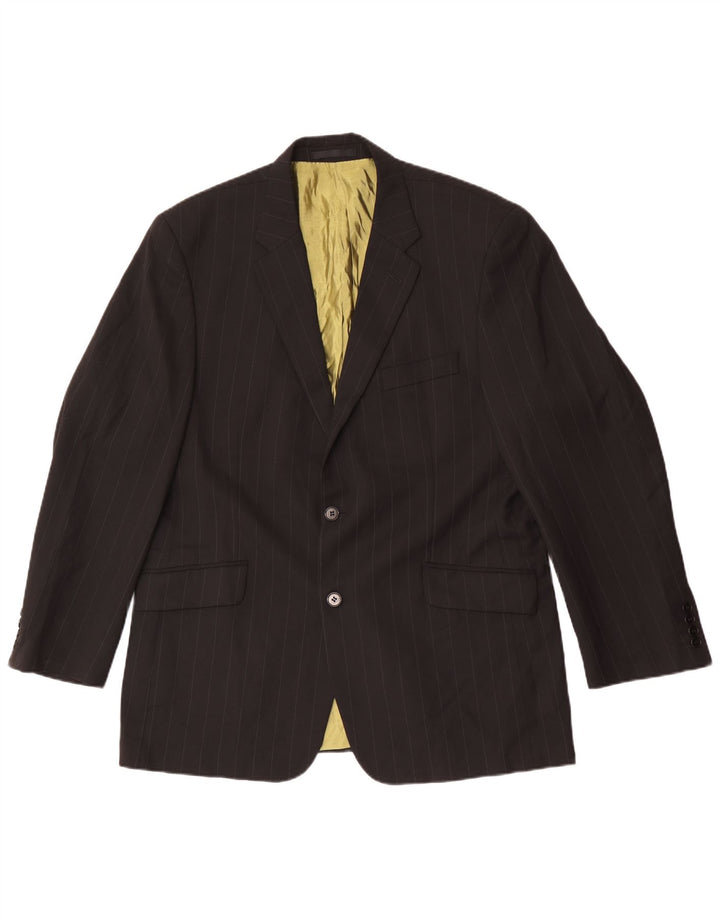 Kartel Mens 2 Button Blazer Jacket UK 44 2XL Black Pinstripe Polyester