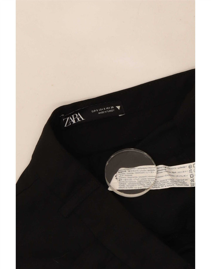 Zara Womens Wide Leg Casual Trousers Small W26 L28 Black Polyester