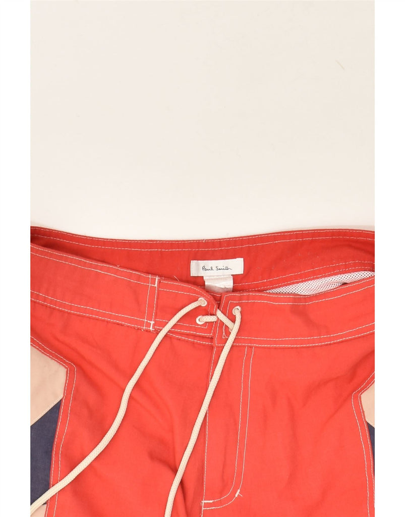 PAUL SMITH Mens Swimming Shorts Medium Red Colourblock Polyester | Vintage Paul Smith | Thrift | Second-Hand Paul Smith | Used Clothing | Messina Hembry 