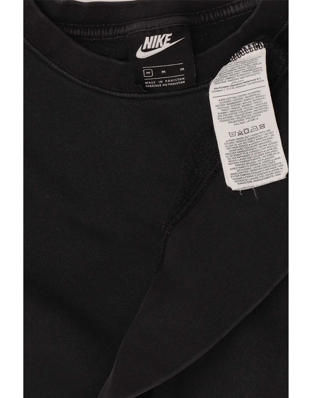 Nike Womens Crop Oversized Sweatshirt Jumper UK 14 Medium Black Cotton