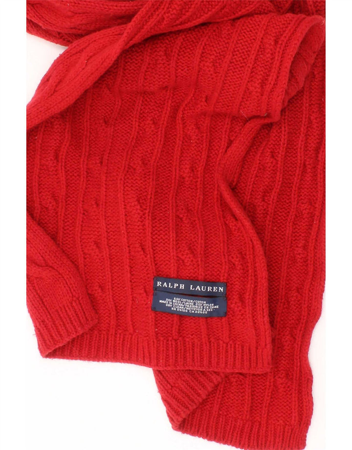 Ralph Lauren Mens Knit Rectangle Scarf One Size Red Cotton