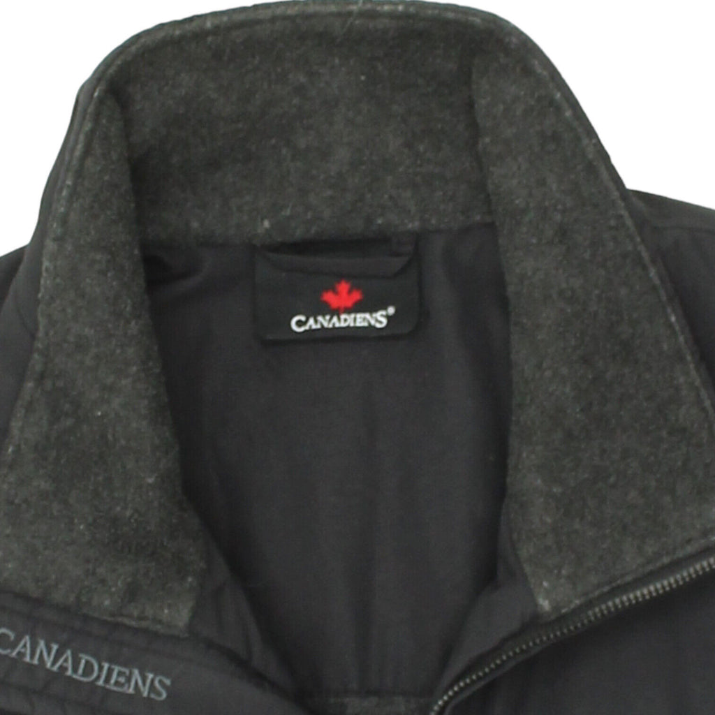Canadiens Mens Black Nylon Bomber Style Winter Jacket | Vintage Designer VTG | Vintage Messina Hembry | Thrift | Second-Hand Messina Hembry | Used Clothing | Messina Hembry 