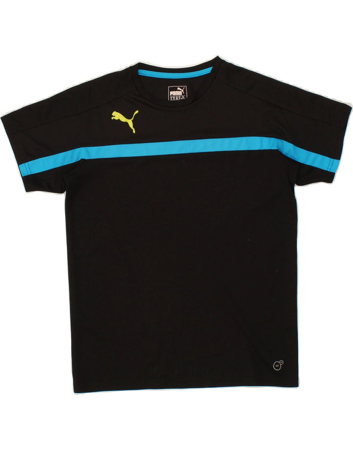 PUMA Boys T-Shirt Top 13-14 Years Black Striped Vintage Puma and Second-Hand Puma from Messina Hembry 