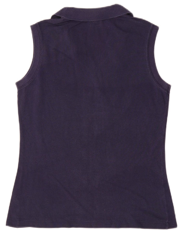 Lacoste Womens Sleeveless Polo Shirt Size 40 Medium Navy Blue Cotton