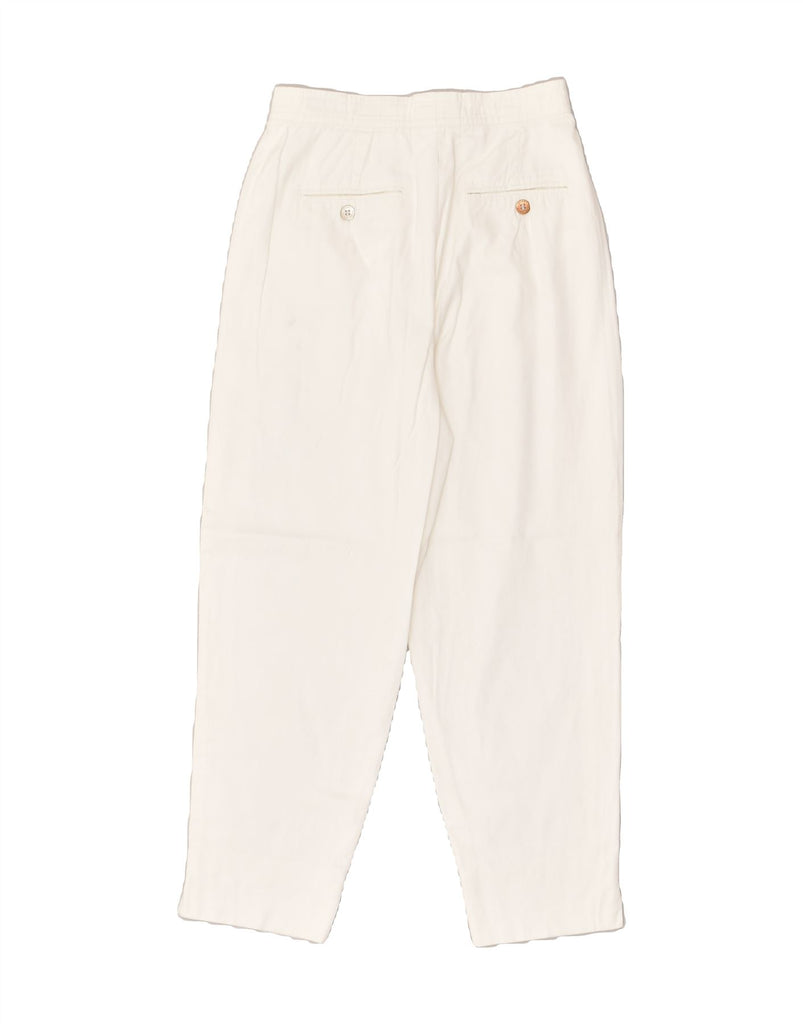 RENA LANGE Womens Pegged Casual Trousers UK 10 Small W24 L24  White Cotton | Vintage Rena Lange | Thrift | Second-Hand Rena Lange | Used Clothing | Messina Hembry 