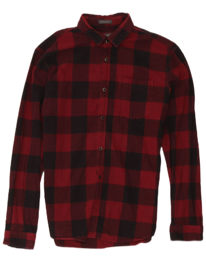Jack & Jones Mens Flannel Shirt Medium Red Check Cotton