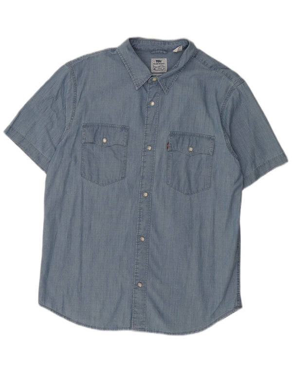 Levi's Mens Short Sleeve Relaxed Fit Denim Shirt Medium Blue Cotton