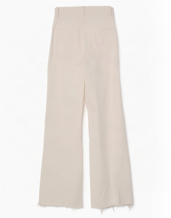 Zara Womens High Waist Wide Leg Jeans EU 34 2XS W24 L33 Off White Cotton