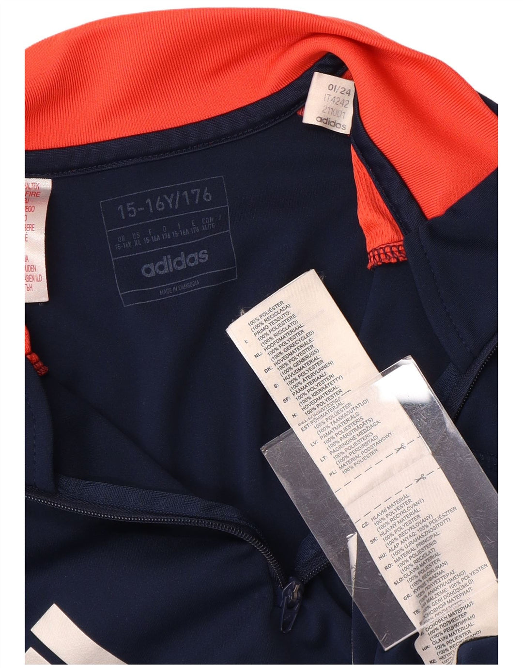 ADIDAS Boys Manchester United Pullover Tracksuit Top 15-16 Years Navy Blue