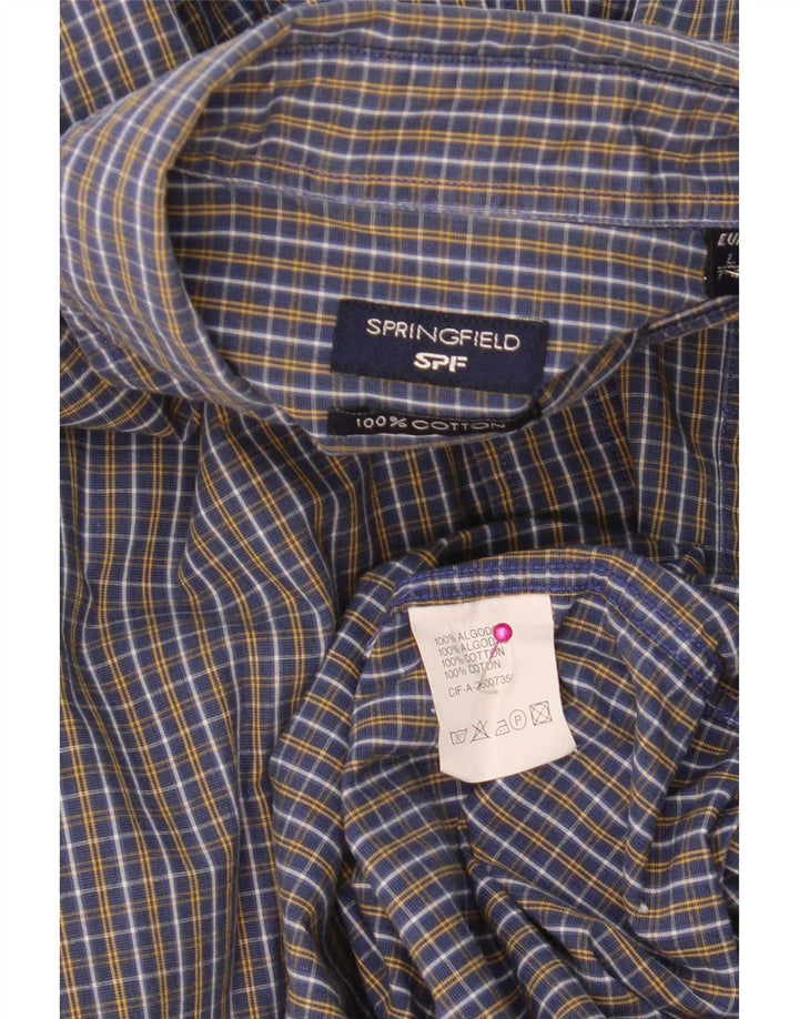 Springfield Mens Short Sleeve Shirt Large Blue Check Cotton