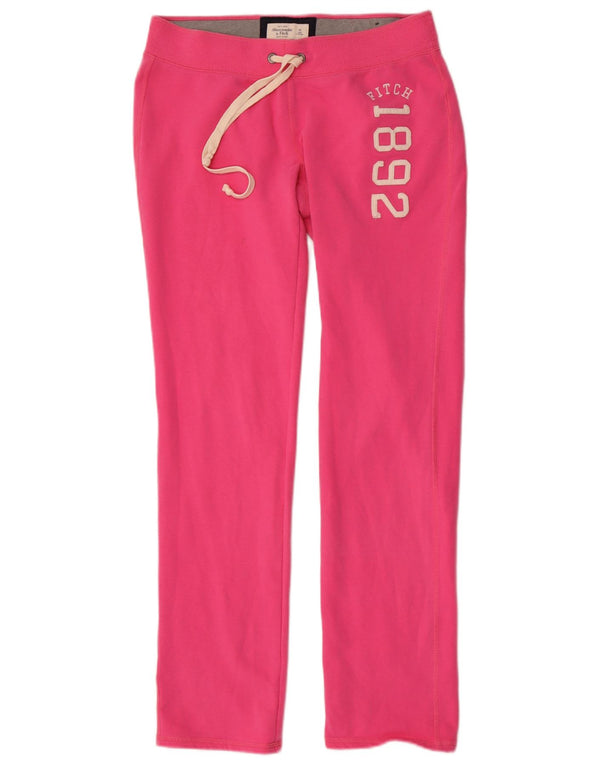 Abercrombie & Fitch Womens Graphic Tracksuit Trousers UK 14 Medium Pink