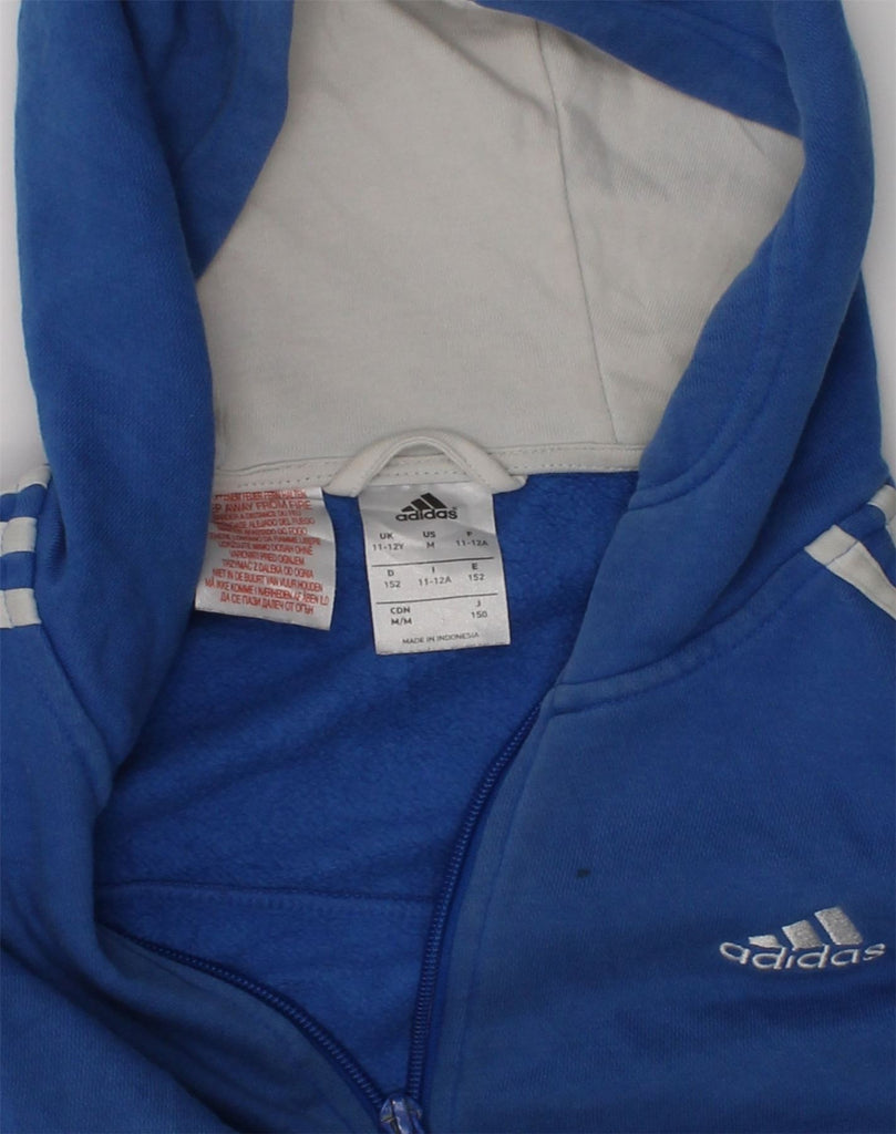 ADIDAS Boys Graphic Zip Hoodie Sweater 11-12 Years Blue Cotton | Vintage Adidas | Thrift | Second-Hand Adidas | Used Clothing | Messina Hembry 