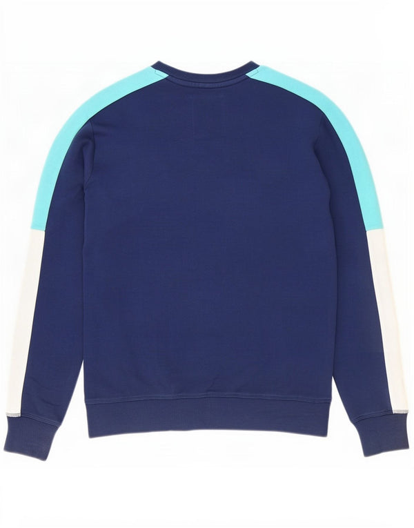 Superdry Mens Graphic Sweatshirt Jumper Small Navy Blue Colourblock Cotton