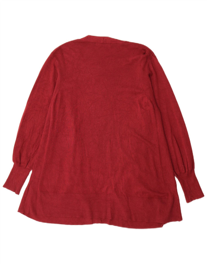 Marks & Spencer Womens Longline Open Cardigan Sweater UK 14 Medium Burgundy