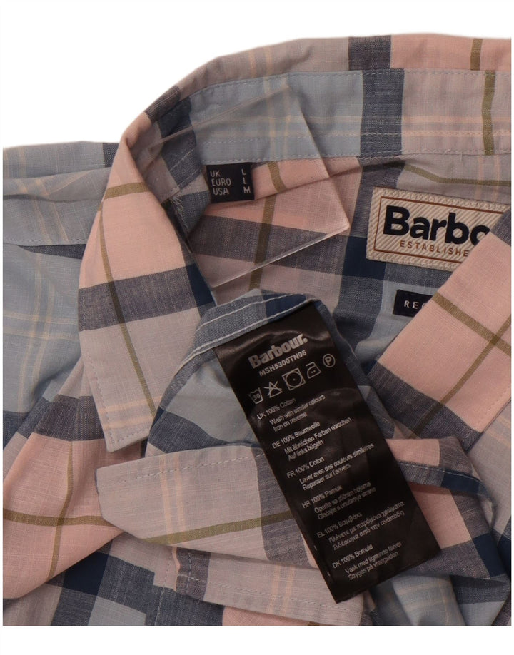 BARBOUR Mens Regular Fit Short Sleeve Shirt Medium Blue Check Cotton