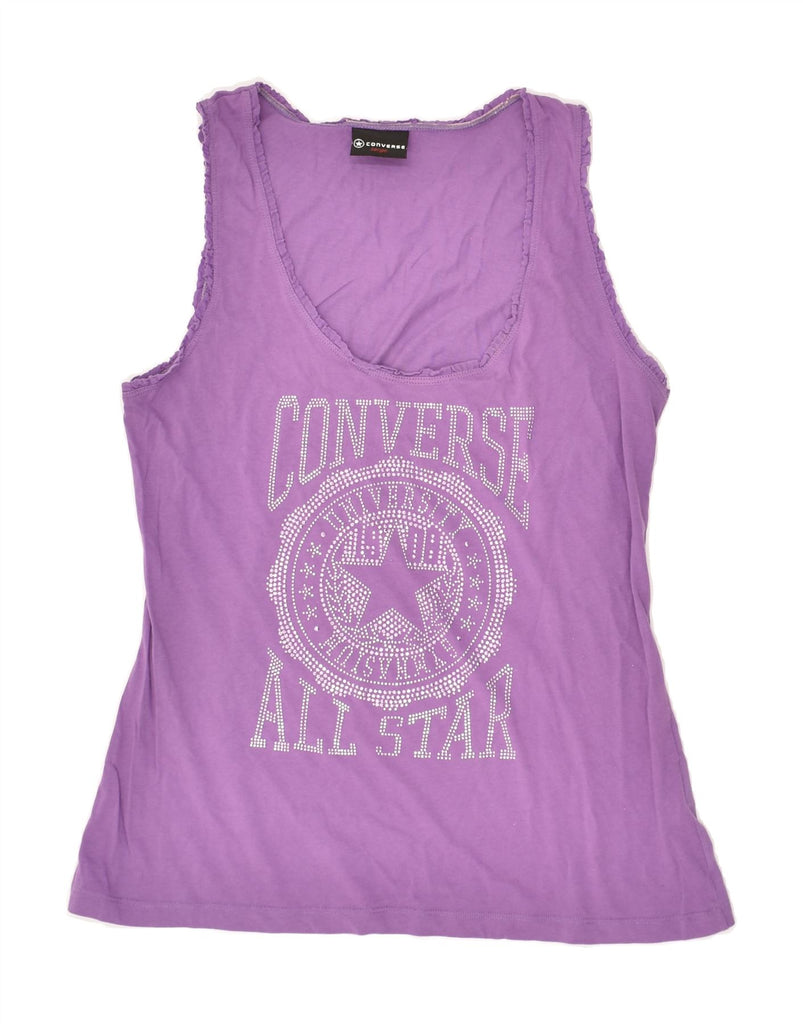 CONVERSE Womens Graphic Vest Top UK 14 Large Pink Cotton | Vintage Converse | Thrift | Second-Hand Converse | Used Clothing | Messina Hembry 